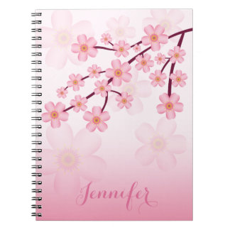Zweigstelle Rosa Kirsche Blossom Sakura mit Indivi Notizblock