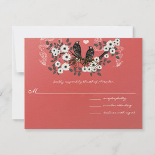 Zweigstelle Vintage Liebesvögel Hochzeit #3 RSVP Karte