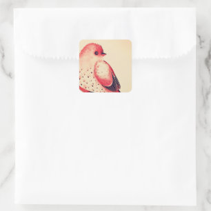 Zweigstelle Vintager Wasserfarbenfeder-Vogel Quadratischer Aufkleber