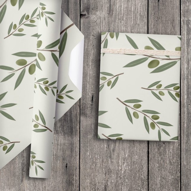 Zweigstelle Wasserfarben Geschenkpapier (Watercolor Olive Branch Wrapping Paper)