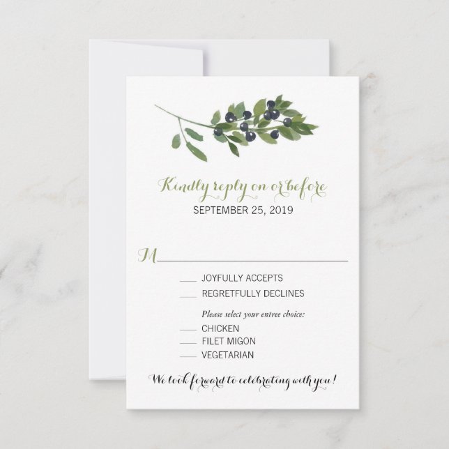 Zweigstelle Wasserfarben | HochzeitsrSVP RSVP Karte (Vorderseite)