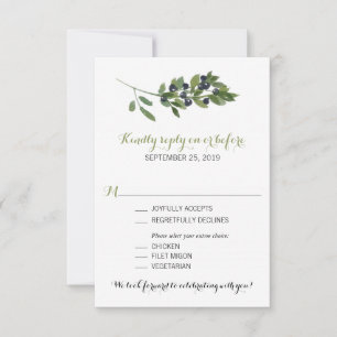 Zweigstelle Wasserfarben HochzeitsrSVP RSVP Karte