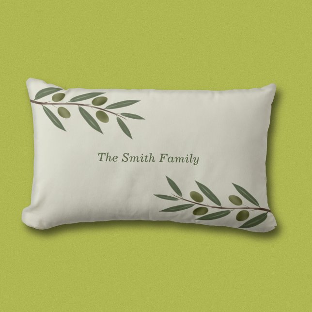 Zweigstelle Wasserfarben Lendenkissen (Watercolor Olive Branch Pillow)