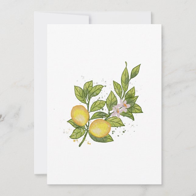 Zweigstelle Wasserfarben mit Blume - Botanisch Einladung (Vorderseite)