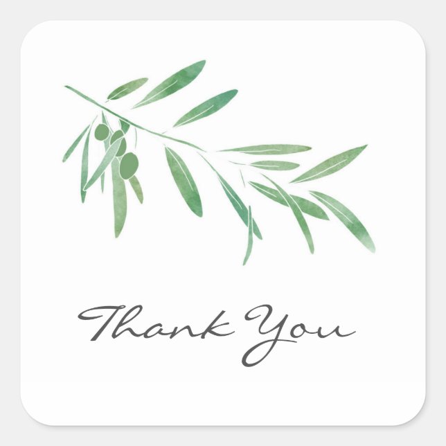 Zweigstelle Wasserfarben Quadratischer Aufkleber (Vorderseite)