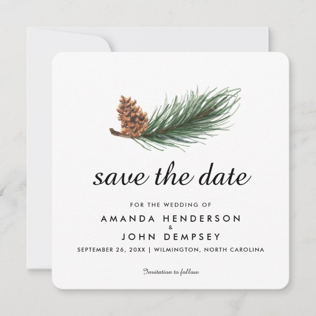 Zweigstelle Wasserfarben Winter Save the Date (Vorderseite)
