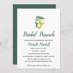 Zweigstelle Wasserfarben-Zitrone   Bridal Brunch Einladung