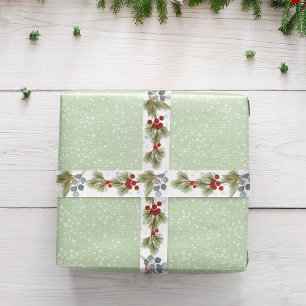 Zweigstellen der Eukalyptus-Pine Holly Berries Satinband