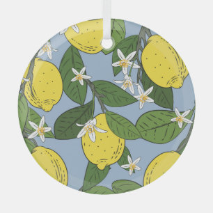Zweigstellen von Lemon: Blaue Vintage Illustration Ornament Aus Glas