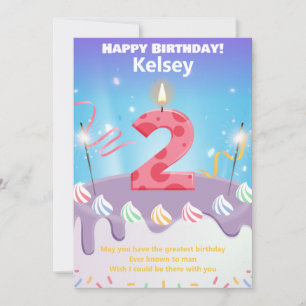 Zweijährige Happy Birthday Card personalisiert