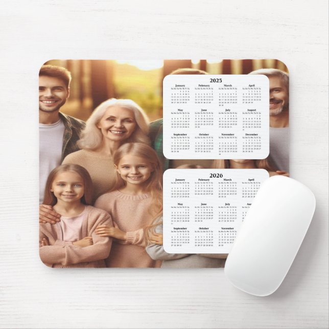 Zweijähriger Familienkalender 2025-2026 Mousepad (Mit Mouse)