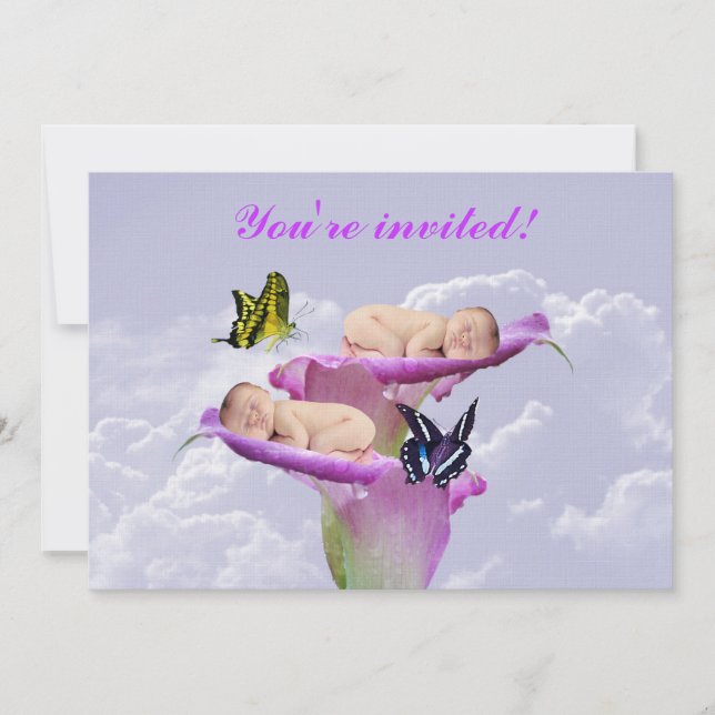 Zweimal die Freude mit Baby-Twin-Dusche Einladung (Vorderseite)