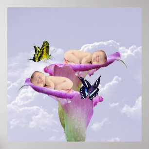 Zweimal die Freude mit Baby-Zwillinge-Poster Poster