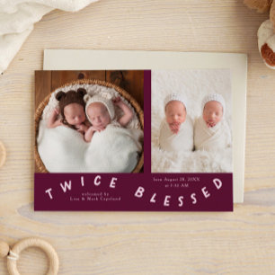 Zweimal gesegnete Typografie Cranberry Birth Ankündigung