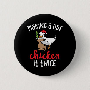 Zweimal Huhn Lustiges Huhn Weihnachtsdesign Button