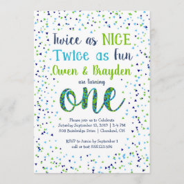 Zweimal so Nizza Confetti-Zwillings-Jungen-erster Einladung