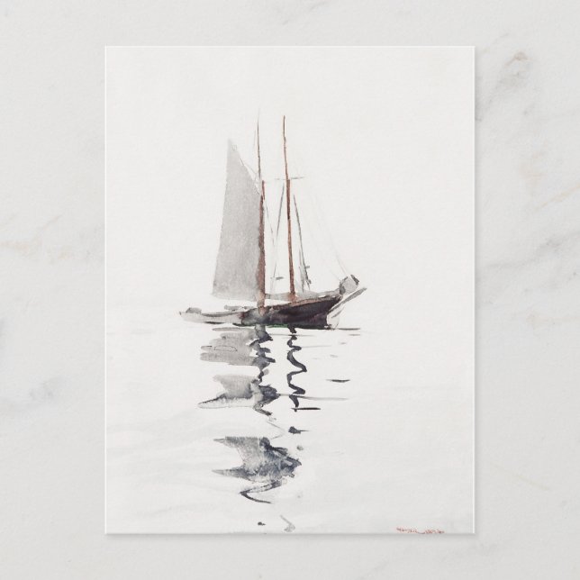 Zweimast-Schoner mit Dory (1894)  Postkarte (Vorderseite)