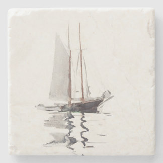 Zweimast-Schoner mit Dory von Winslow Homer Steinuntersetzer