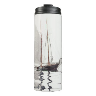 Zweimast-Schoner mit Dory von Winslow Homer Thermosbecher