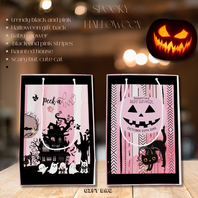 Zweiseitig "Flüchtige Blick a Boo" Babydusche Mittlere Geschenktüte (Two-Sided Peek a Boo Baby Shower Medium Gift Bag)