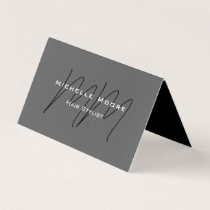 Zweiseitig monogrammierte schwarze graue Kalligraf Visitenkarten