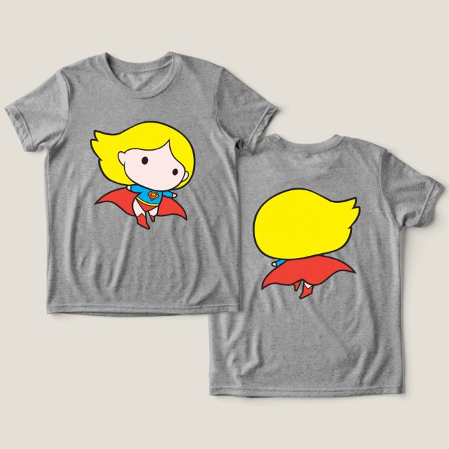 Zweiseitige Chibi-Supergirl Tri-Blend Shirt (Design Vorderseite & Rückseite)