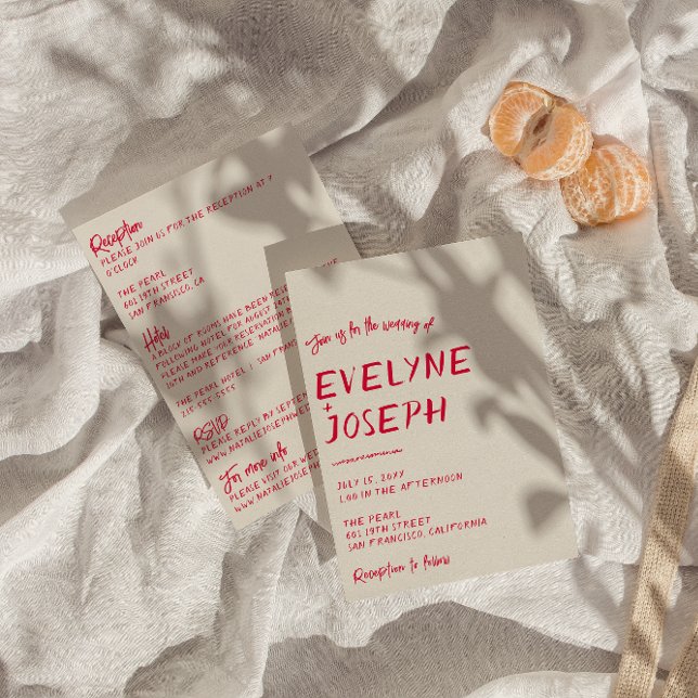 Zweiseitige handgeschriebene, farbenfrohe moderne  einladung (Von Creator hochgeladen)