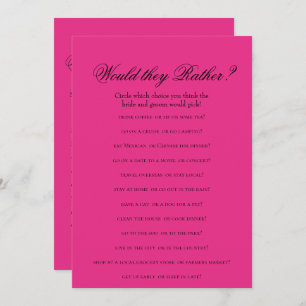 Zweiseitige Hot-Pink-Brautparty-Spiele Einladung