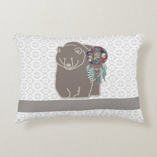 Zweiseitige Indianer-Inspirierter Bärenstamm Zierkissen (Vorderseite)