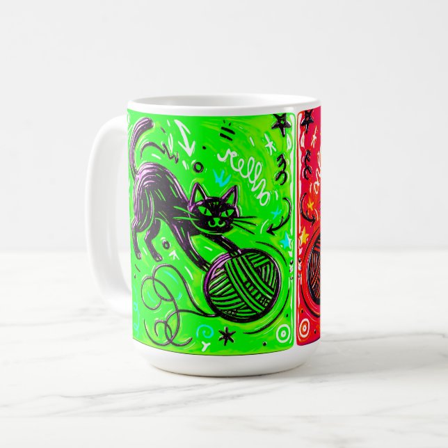 Zweiseitige Katze Kaffeetasse (Vorderseite Links)