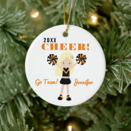 Zweiseitige Niedliche Blonde Cheerleader Weihnacht Keramik Ornament