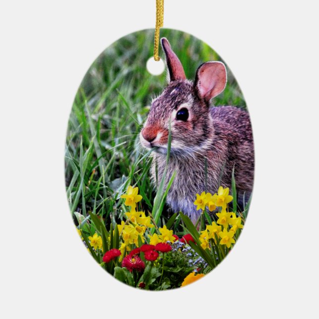 Zweiseitige Personalisierte Osterfeier Keramik Ornament (Vorne)