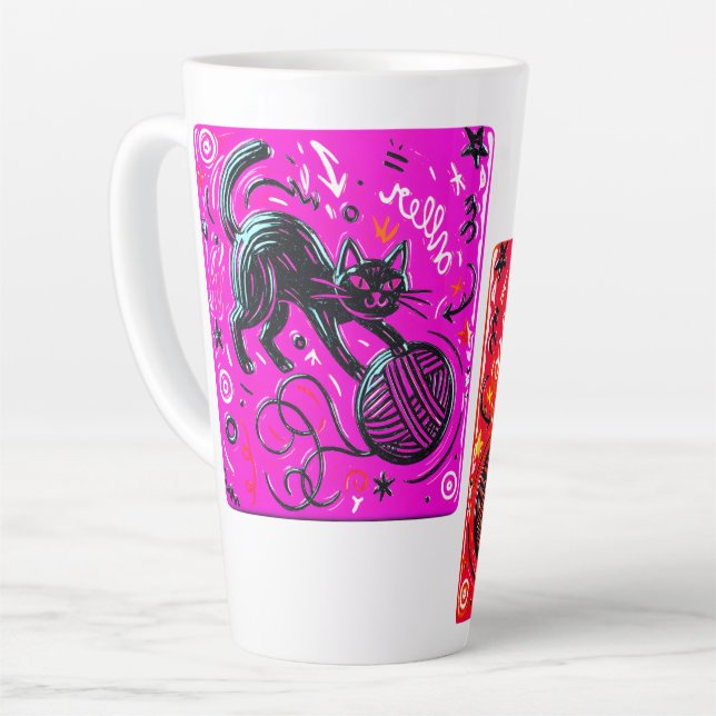 Zweiseitige rosa Katze Milchtasse (Linke Ecke)
