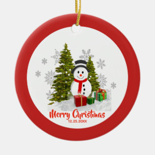 Zweiseitiger Weihnachts-Schneemann-Anhänger Keramik Ornament