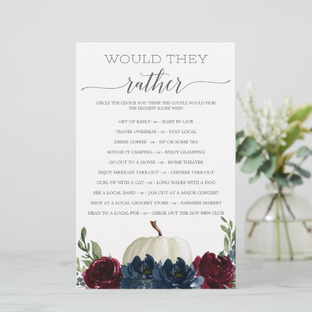 Zweiseitiges Brautparty Spiele Burgund Marine (Stehend Vorderseite)