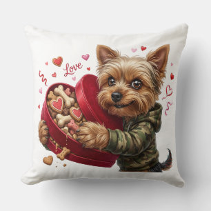 Zweiseitiges Yorkie-Valentins-Kissen Liebe & Reb Kissen