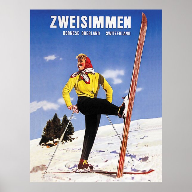 Zweisimmen, Berner Oberland, Schweiz, Ski Poster (Vorne)