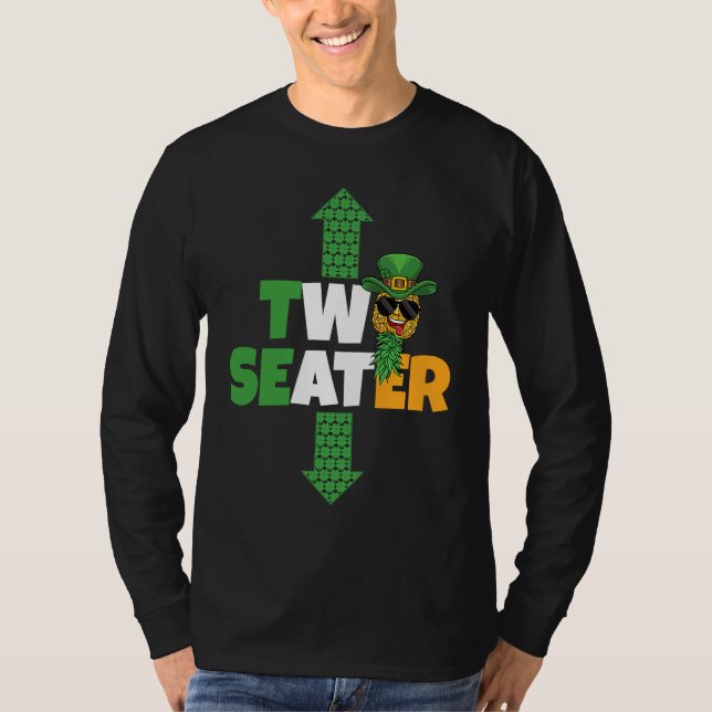 Zweisitzer St Patricks Day Upside Down Ananas S T-Shirt (Vorderseite)