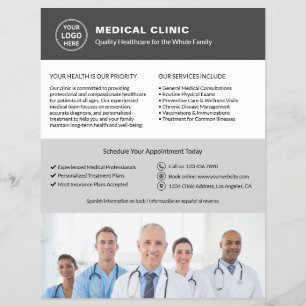 Zweisprachige medizinische Klinik Englisch Spani Flyer
