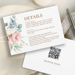 Zweisprachige vietnamesische Pfingstrosen-Hochzeit RSVP Karte
