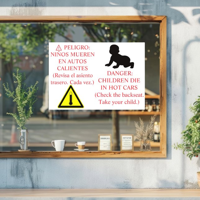 Zweisprachiger Auto-Sicherheitshinweis  Fensteraufkleber (Von Creator hochgeladen)