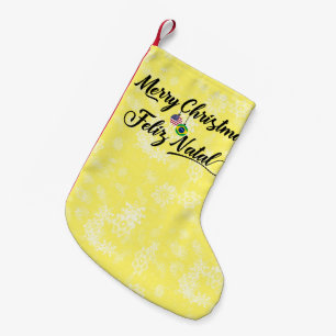 Zweisprachiger brasilianischer kleiner weihnachtsstrumpf