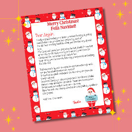 Zweisprachiger Red Santa Letter für Kinder Spanisc