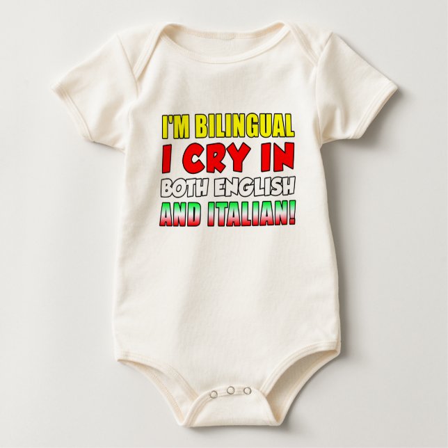 Zweisprachiger Schrei auf italienisch Baby Strampler (Vorderseite)