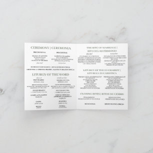 Zweisprachiges katholisches Hochzeitsprogramm, Grü Dankeskarte