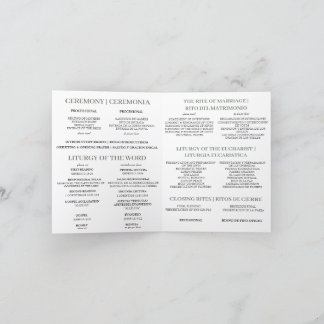 Zweisprachiges katholisches Hochzeitsprogramm, Grü Dankeskarte