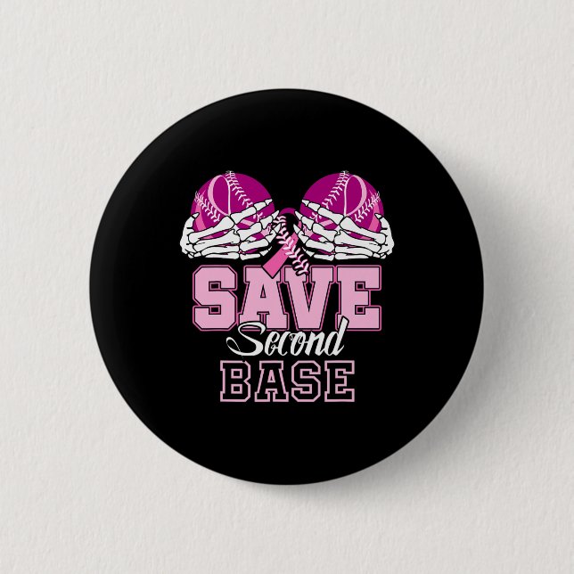 Zweite 2te Byse Fun Bysebyll Brustkrebs Aw gerette Button (Vorderseite)