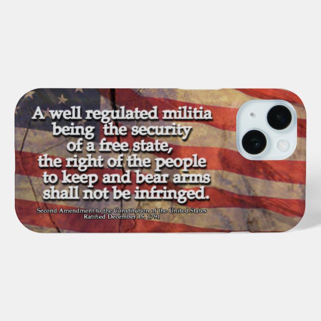 Zweite Änderung Typografie Rustikale US-Flagge Case-Mate iPhone Hülle (Rückseite (Horizontal))