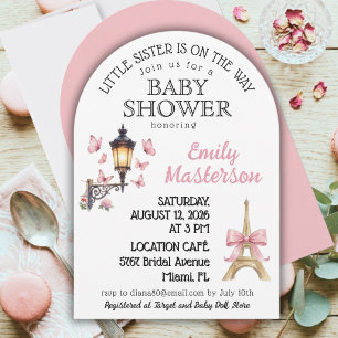 Zweite Baby Pariser Mädchen Baby Shower Einladung