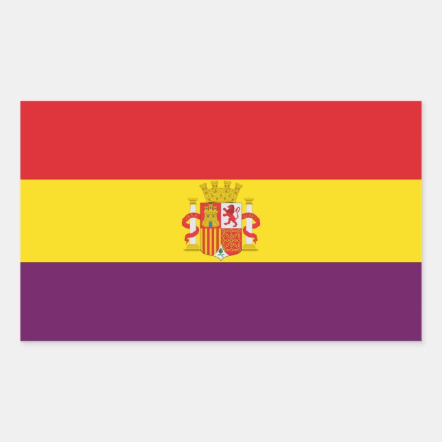 Zweite Flagge Spaniens Rechteckiger Aufkleber (Vorderseite)
